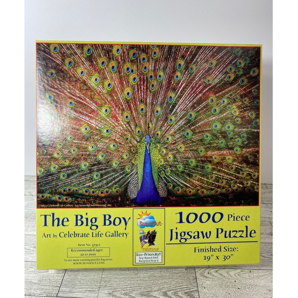 Green Peacock Art The Big Boy Jigsaw Puzzle 1000pc SunsOut 37352 19x30 AS-IS